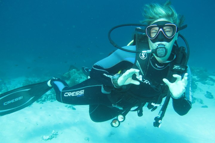 a person swimming in the water